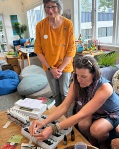 Education sessions and making up First Light® flower essence blends for emotional support at a community centre.